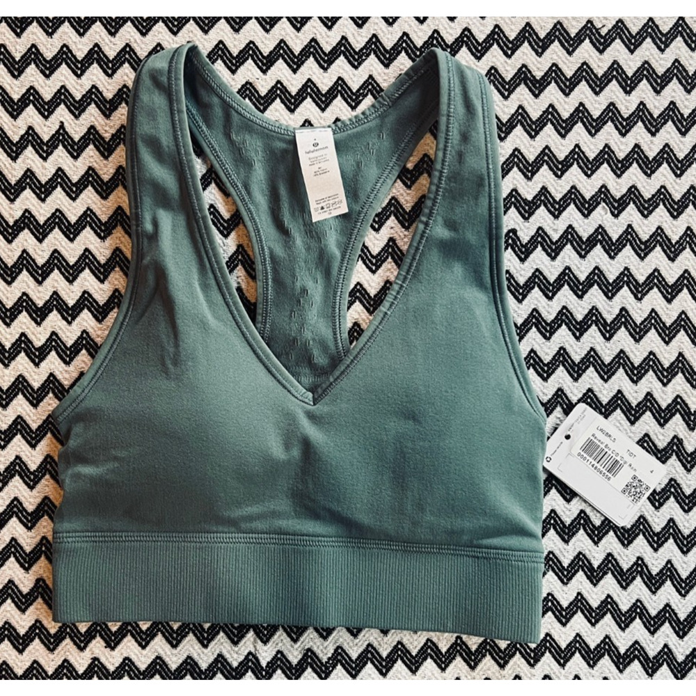 NEW Lululemon Reveal Bra C/D Digi Rain Racerback Sz 4 Tidewater Teal Seamless